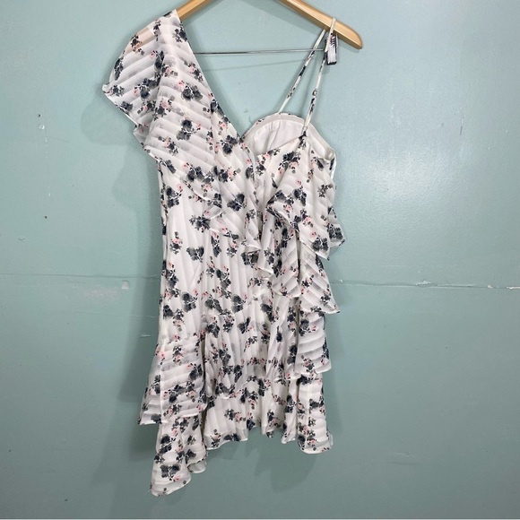 Elliat Off The Shoulder Bloom Dress Floral Ruffle White Mini Short Sleeve Sz M - Picture 5 of 5
